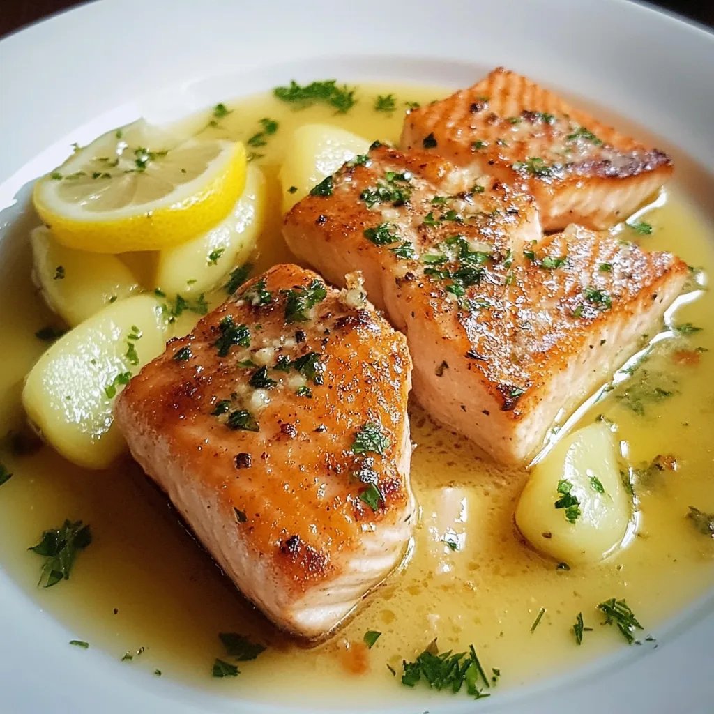 Salmon with Garlic Lemon Butter Sauce