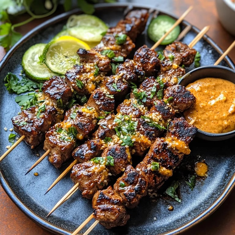 Sesame Ginger Steak Skewers w/ Peanut Sauce: An Incredible Ultimate Recipe