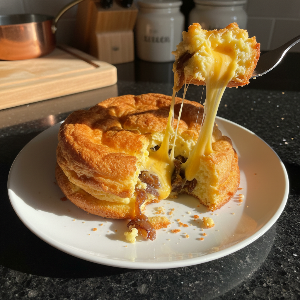 Caramelized Onion and Cheddar Soufflé