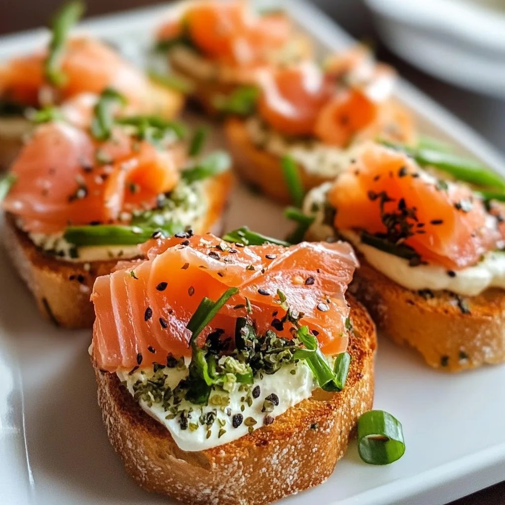 Smoked Salmon Crostini with Garlic Herb Cream Cheese
