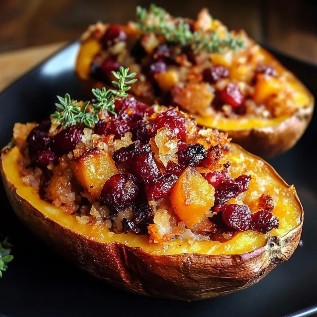 Cranberry Apple Twice-Baked Sweet Potatoes