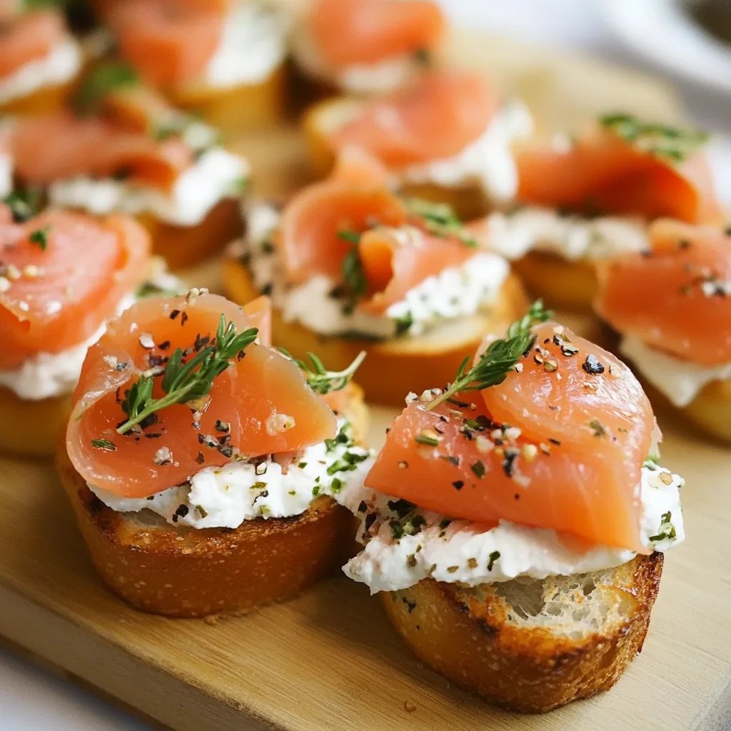 Smoked Salmon Crostini with Garlic Herb Cream Cheese