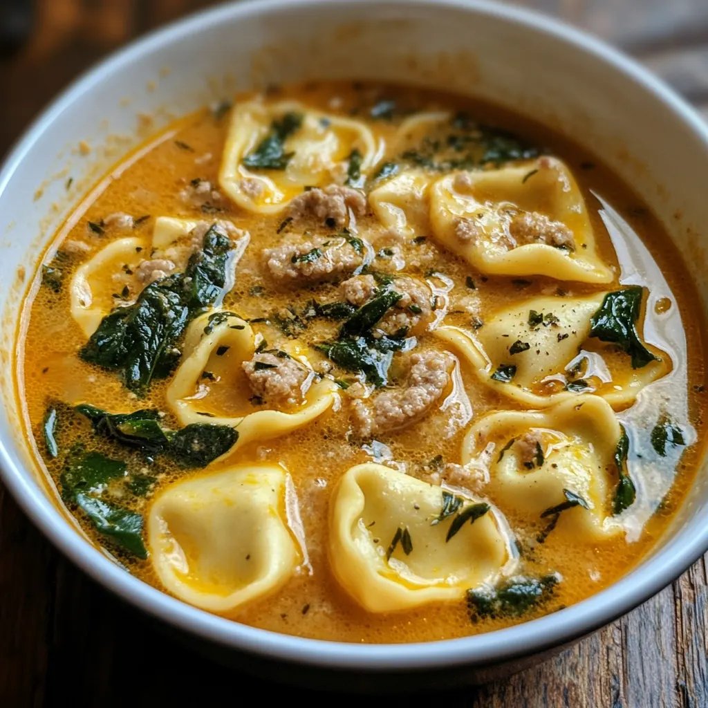 Autumn Soup: Sausage Tortellini Soup with Spinach