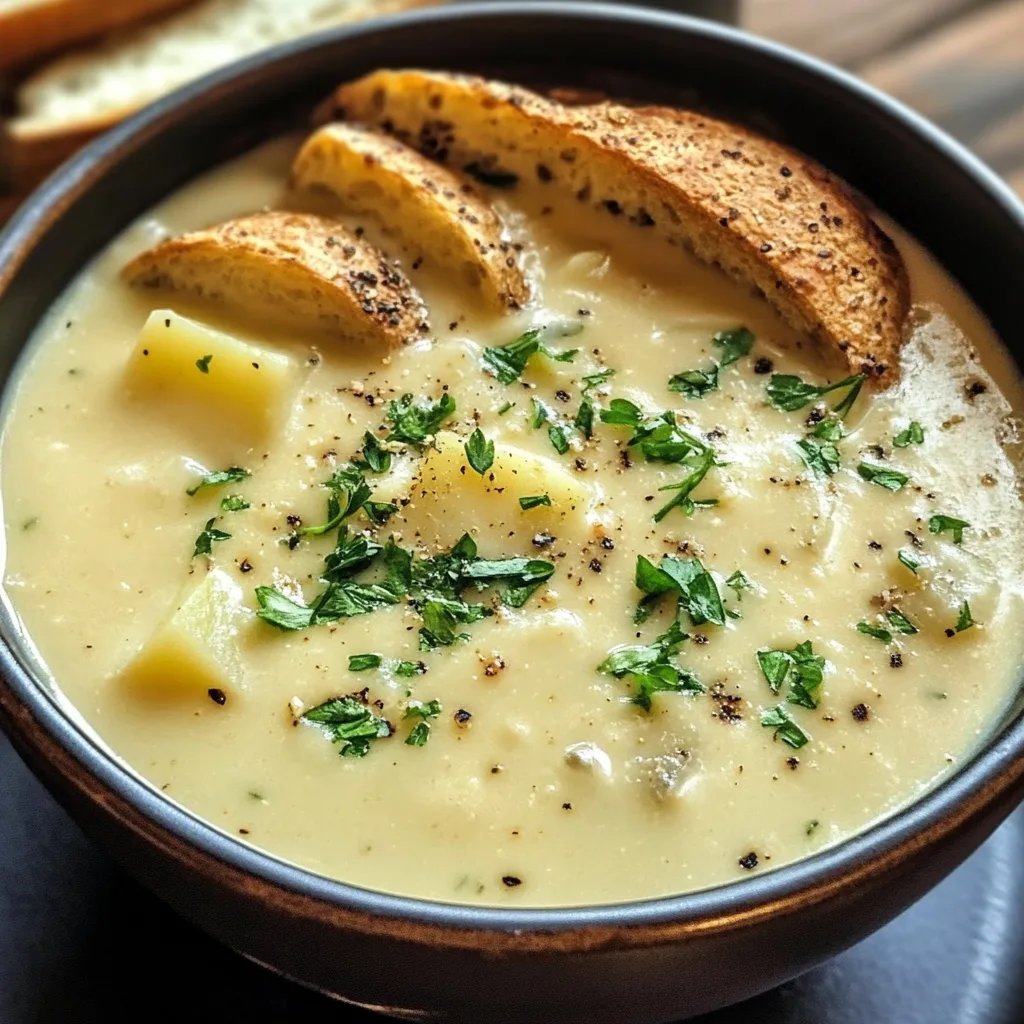 Hearty Cheddar Garlic Herb Potato Soup