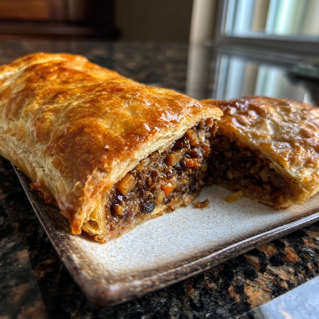 Vegan Mincemeat Wellington with Lentils