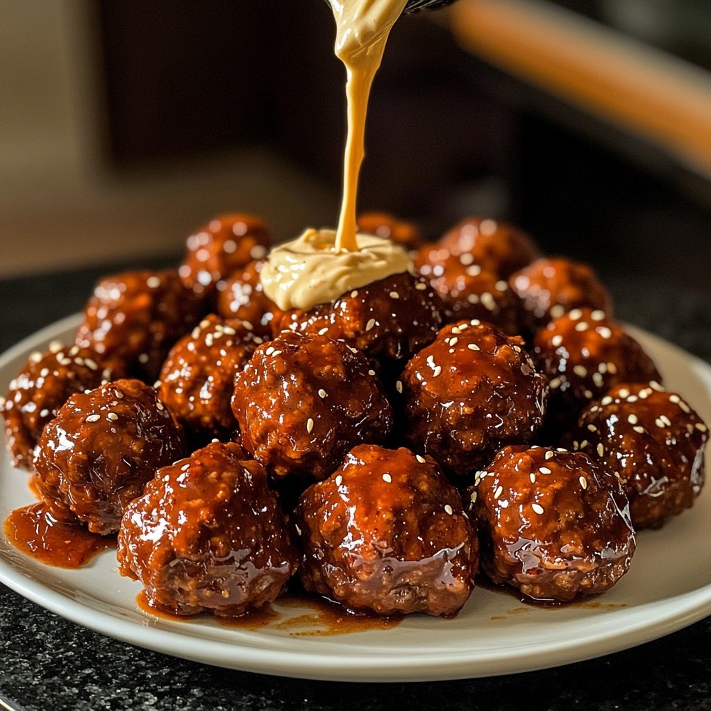 Korean BBQ Meatballs with Spicy Mayo Dip