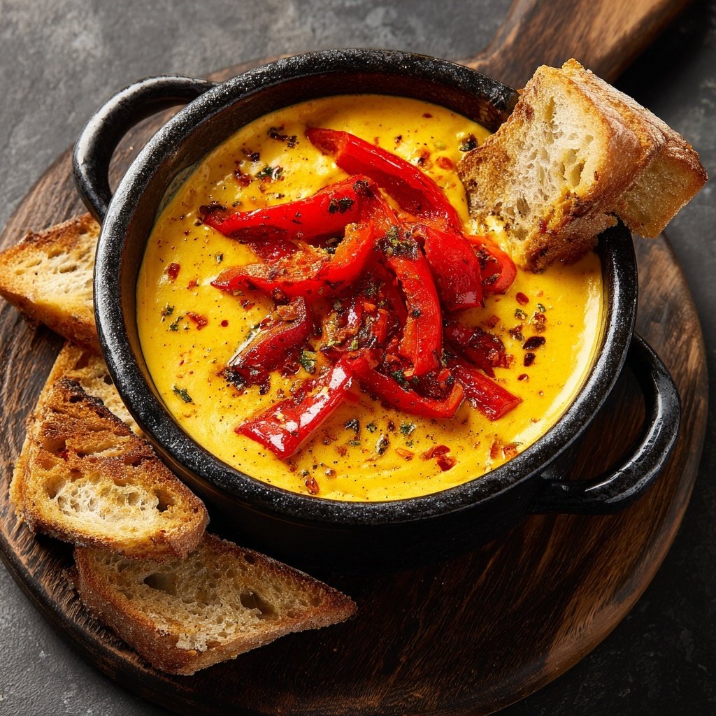 Roasted Bell Pepper and Cheese Fondue