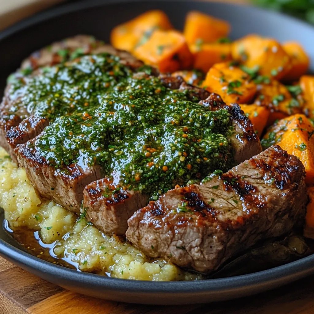 Steak w/ Green Sauce & Mashed Sweet Potatoes: An Incredible Ultimate Recipe