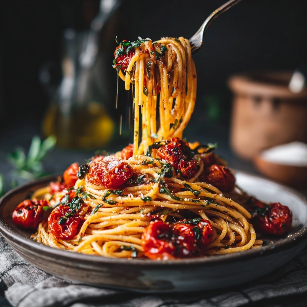 Pasta with Balsamic Roasted Tomatoes