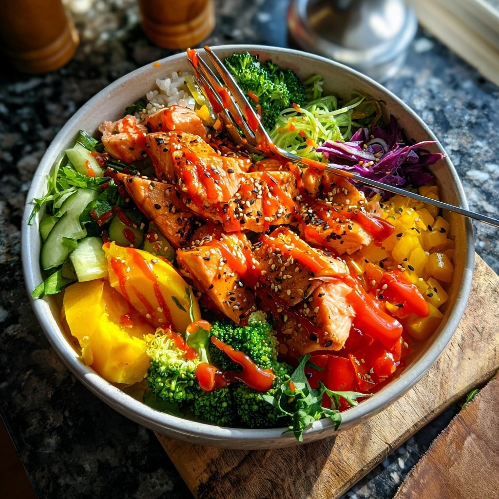 Spicy Sriracha Salmon Bowls