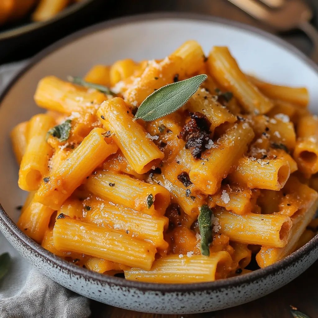 Vegan Pumpkin Tahini Rigatoni