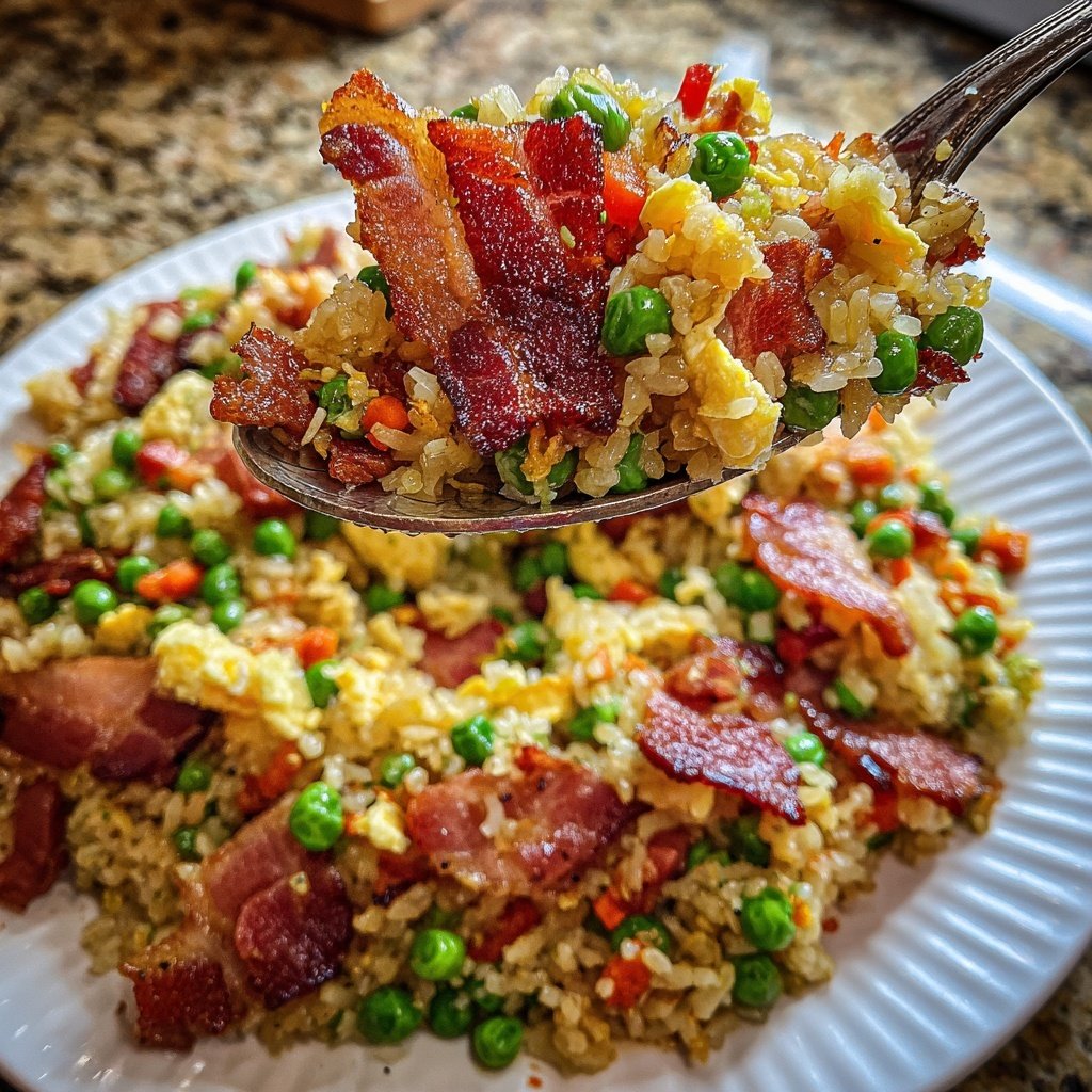 Breakfast Fried Rice with Bacon and Veggies​