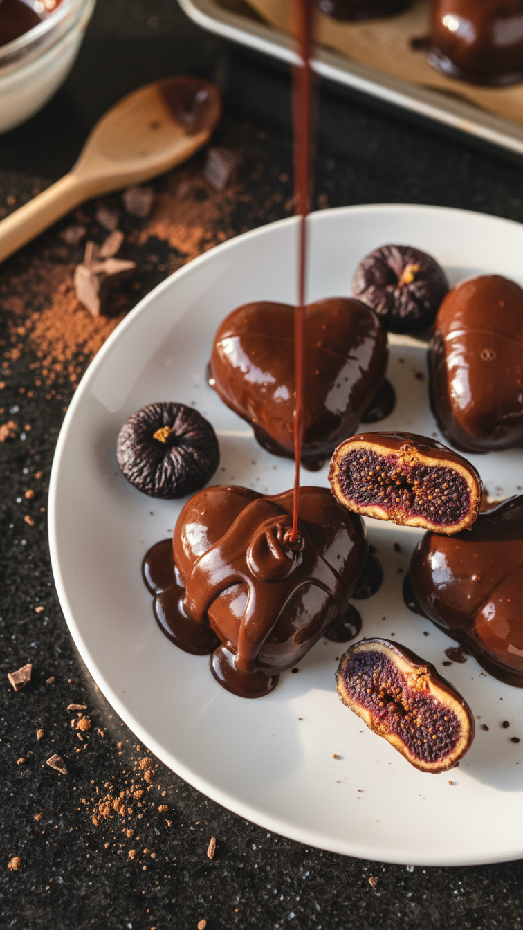 Chocolate-Covered Fig Heart Treats