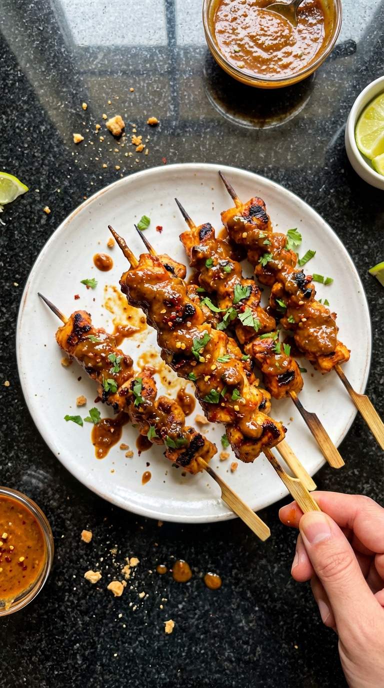 Satay Buffalo Chicken Skewers