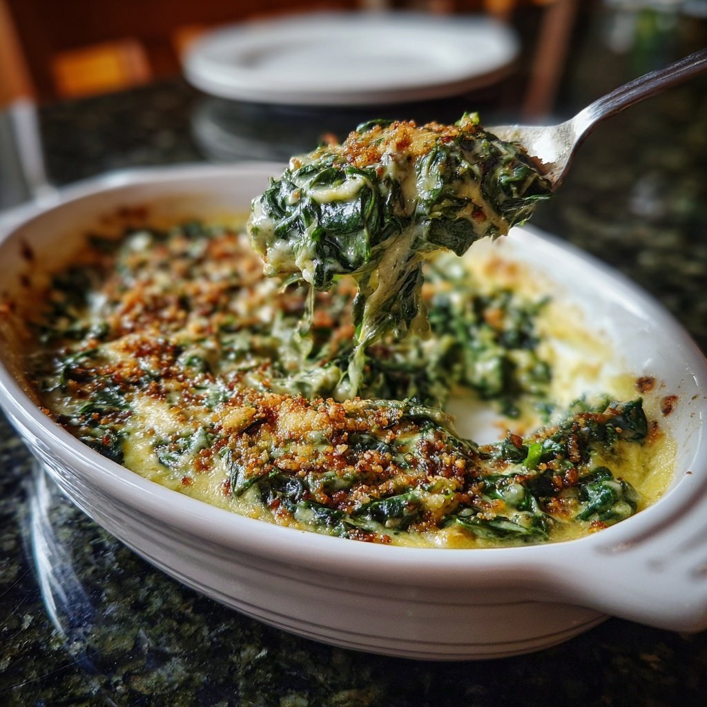 Creamed Spinach with Nutmeg Topping